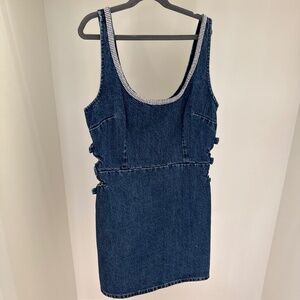 Self Portrait Denim Cut-out Mini Dress
